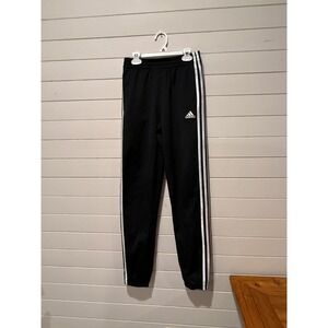 Kids Adidas Black Jogger Pants White Stripes Regular Fit‎ Size L 14-16